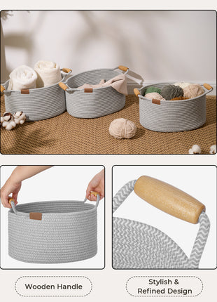 13 inch Cotton Rope Woven Basket for Organizing