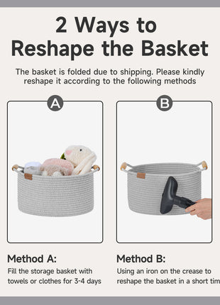13 inch Cotton Rope Woven Basket for Organizing