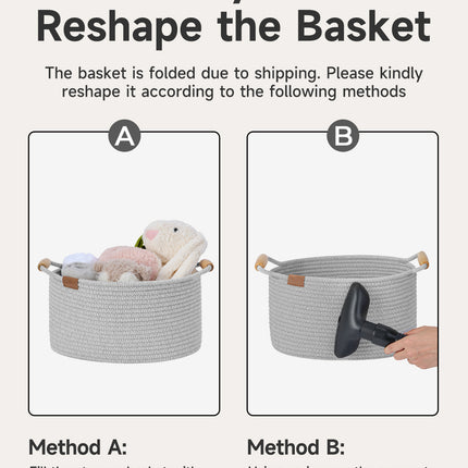 StorageWorks 13 inch Cotton Rope Woven Basket for Organizing