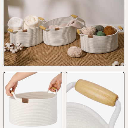 StorageWorks 13 inch Cotton Rope Woven Basket for Organizing
