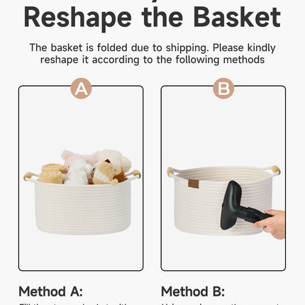 StorageWorks 13 inch Cotton Rope Woven Basket for Organizing
