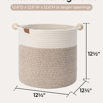 StorageWorks Woven Woven Basket with Wooden Handles for Organizing