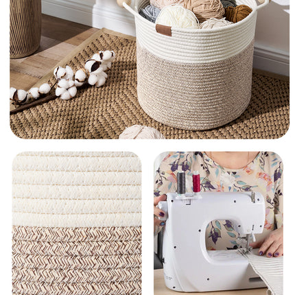 StorageWorks Woven Woven Basket with Wooden Handles for Organizing