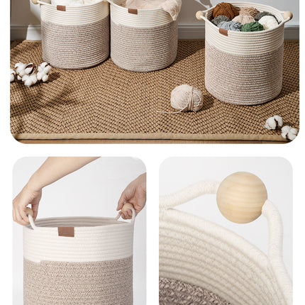 StorageWorks Woven Woven Basket with Wooden Handles for Organizing