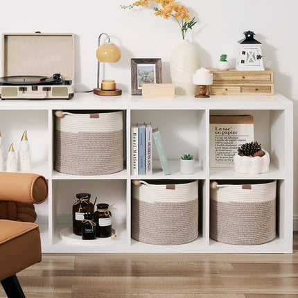 StorageWorks Woven Woven Basket with Wooden Handles for Organizing