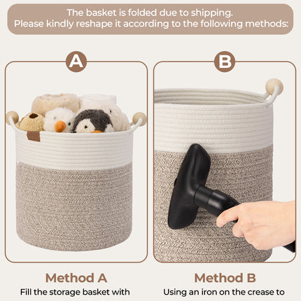 StorageWorks Woven Woven Basket with Wooden Handles for Organizing