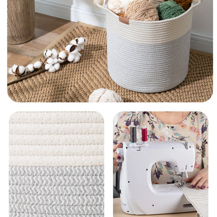 StorageWorks Woven Woven Basket with Wooden Handles for Organizing