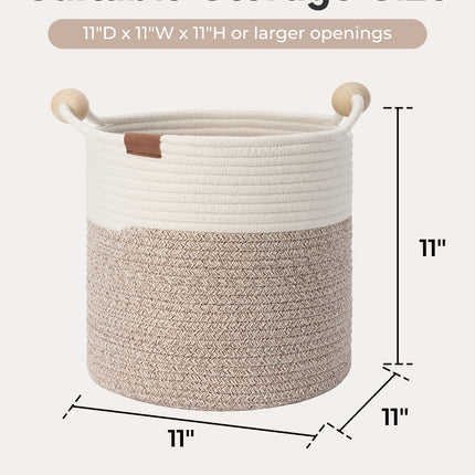 StorageWorks Woven Woven Basket with Wooden Handles for Organizing