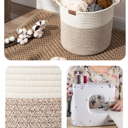 StorageWorks Woven Woven Basket with Wooden Handles for Organizing