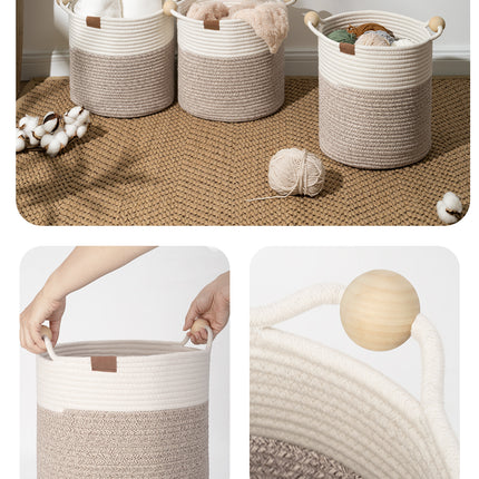 StorageWorks Woven Woven Basket with Wooden Handles for Organizing
