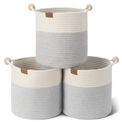 StorageWorks Woven Woven Basket with Wooden Handles for Organizing