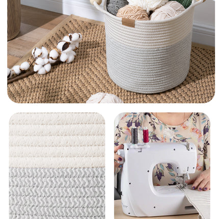 StorageWorks Woven Woven Basket with Wooden Handles for Organizing