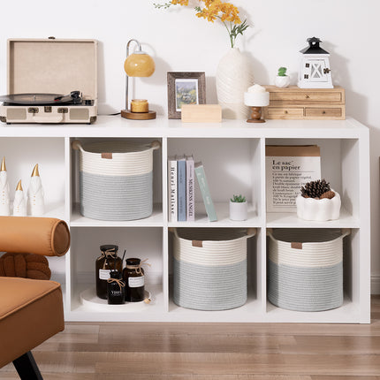 StorageWorks Woven Woven Basket with Wooden Handles for Organizing
