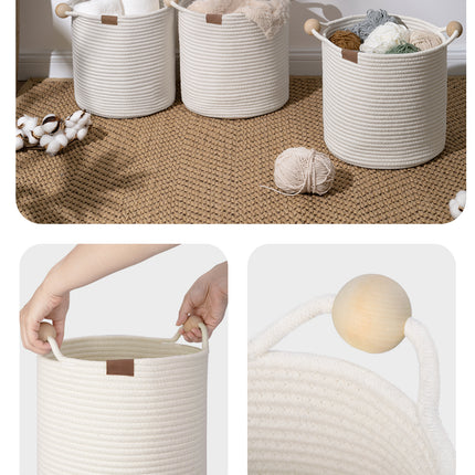 StorageWorks Woven Woven Basket with Wooden Handles for Organizing