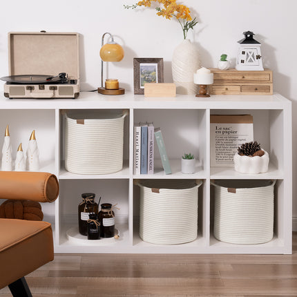 StorageWorks Woven Woven Basket with Wooden Handles for Organizing
