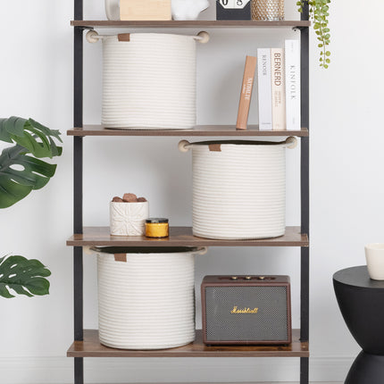 StorageWorks Woven Woven Basket with Wooden Handles for Organizing