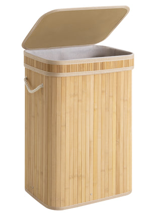 Foldable Bamboo Laundry Basket with Lid, 5 Colors