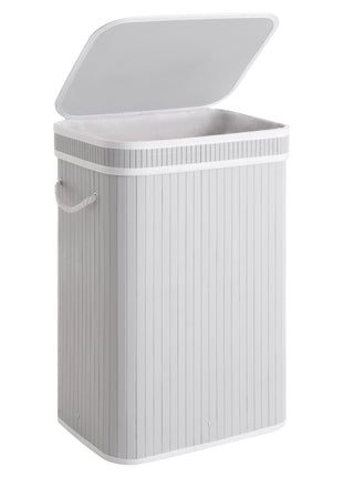 Foldable Bamboo Laundry Basket with Lid, 5 Colors