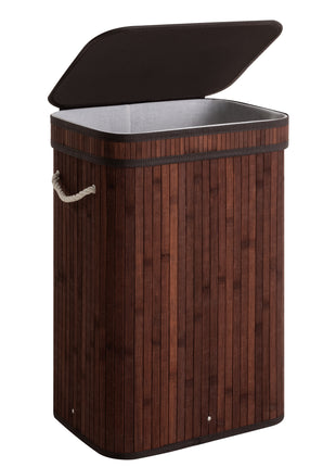 Foldable Bamboo Laundry Basket with Lid, 5 Colors