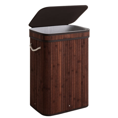 Foldable Bamboo Laundry Basket with Lid, 5 Colors