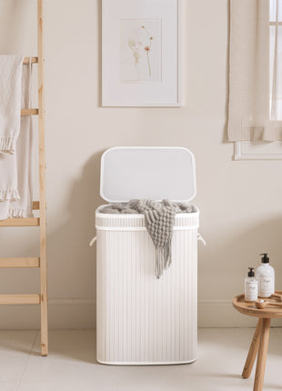 Foldable Bamboo Laundry Basket with Lid, 5 Colors