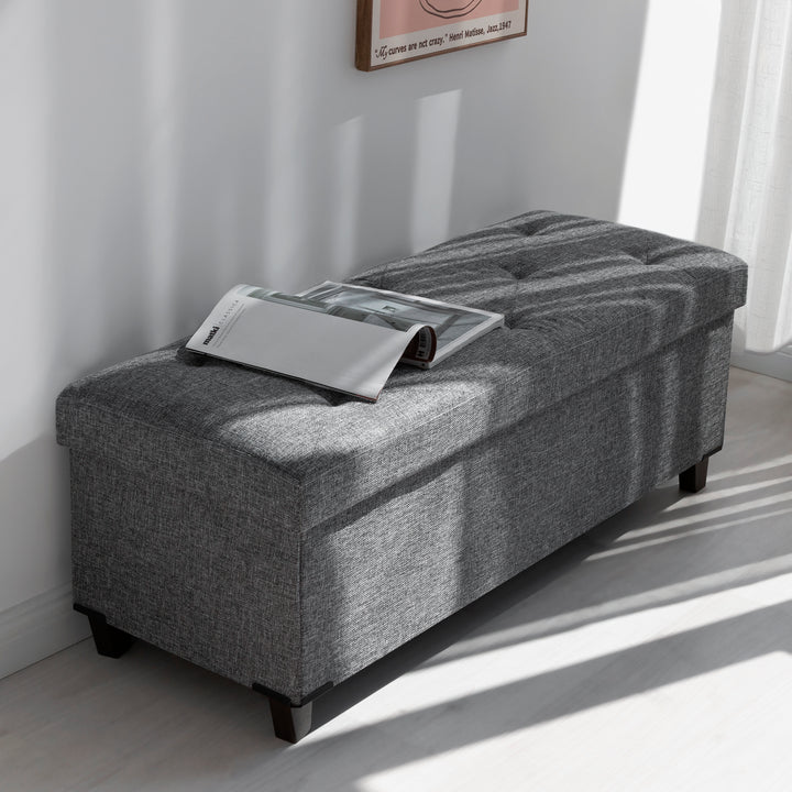 Fabric Storage Ottoman, Bench for Entryway and Bedroom