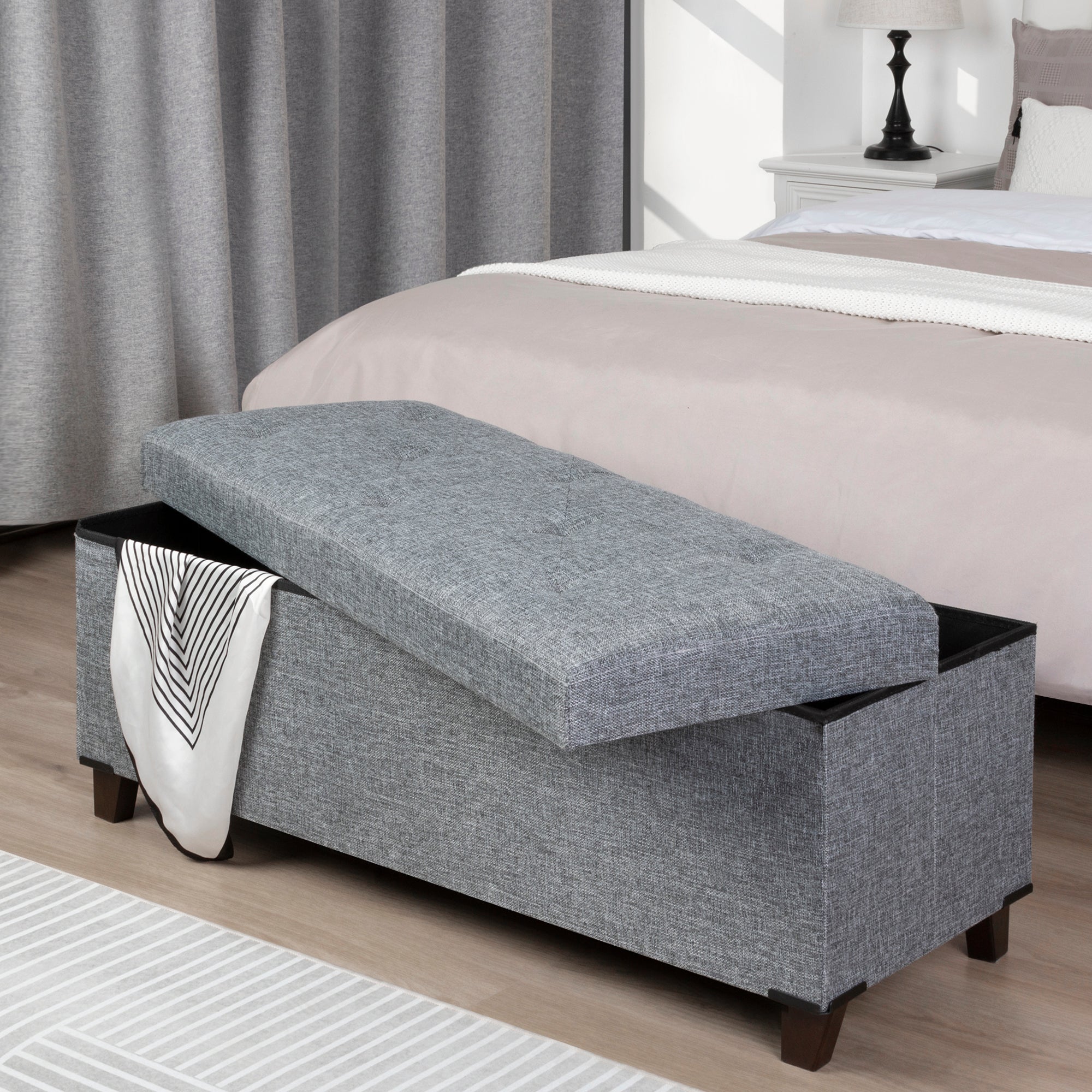 Fabric Storage Ottoman, Bench for Entryway and Bedroom