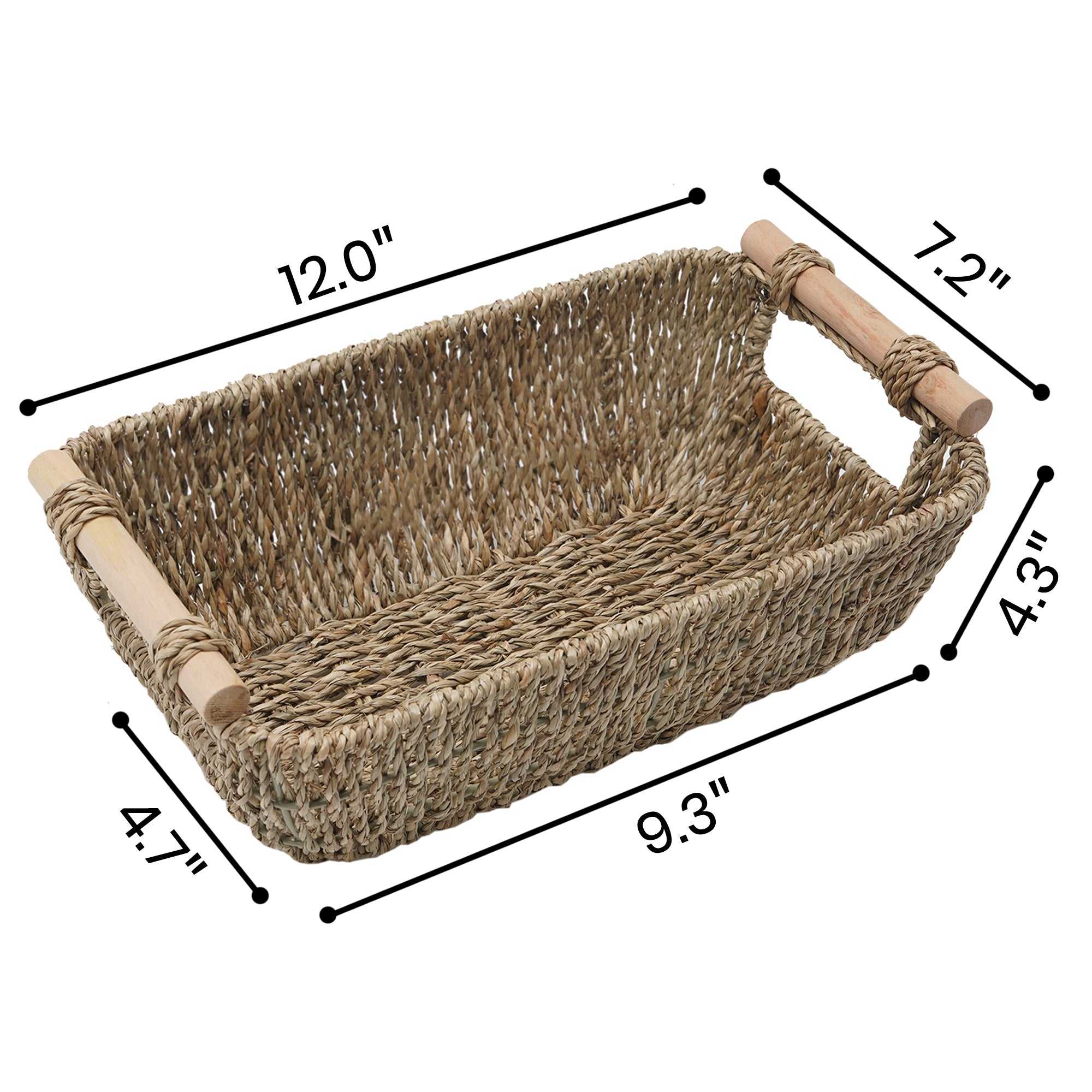 Hand-Woven Small Wicker Baskets with Wooden Handles, 2-pack