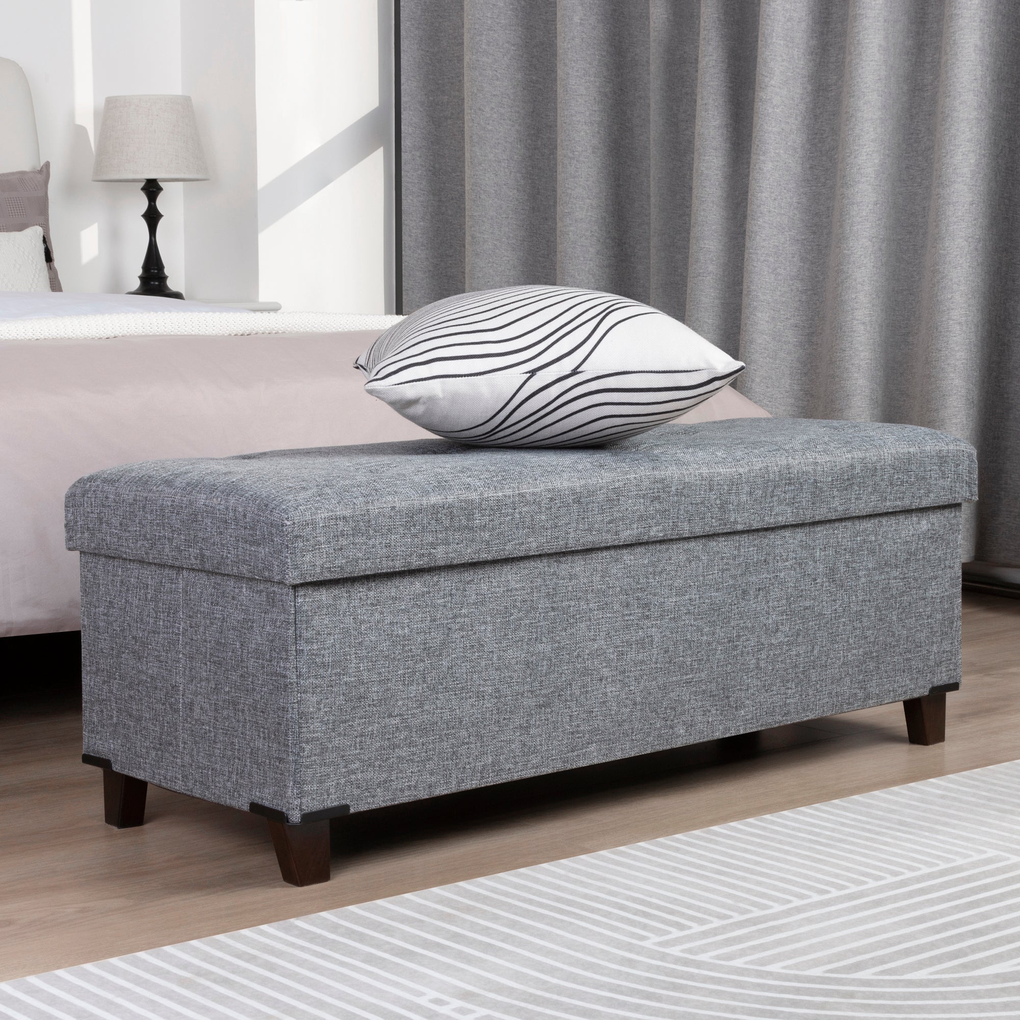 Fabric Storage Ottoman, Bench for Entryway and Bedroom