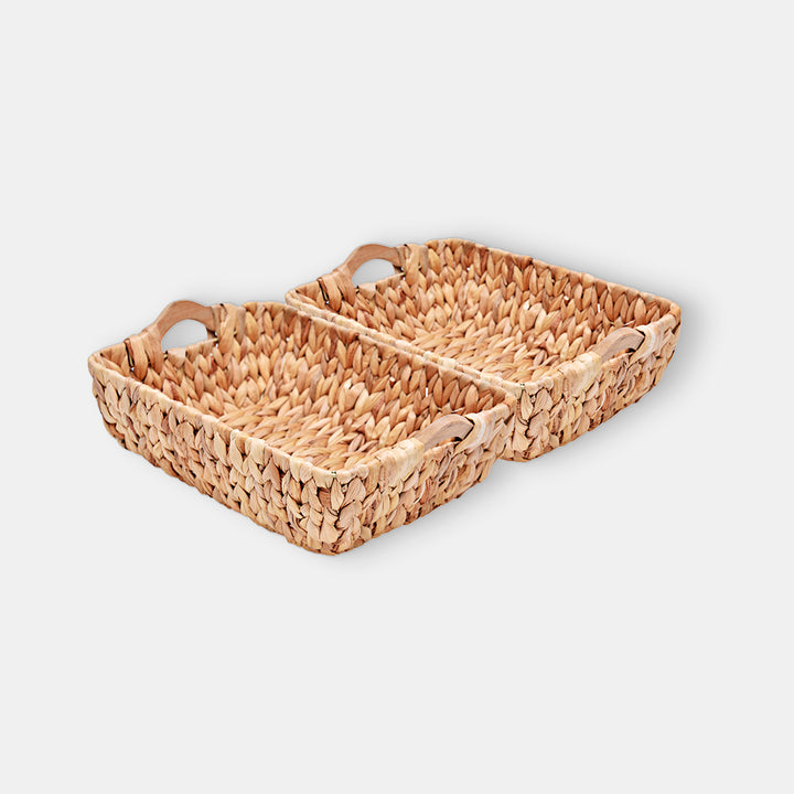 StorageWorks Small Wicker Baskets, Handwoven Baskets for Storage, Seagrass  Rattan Baskets with Wooden Handles, 2-Pack