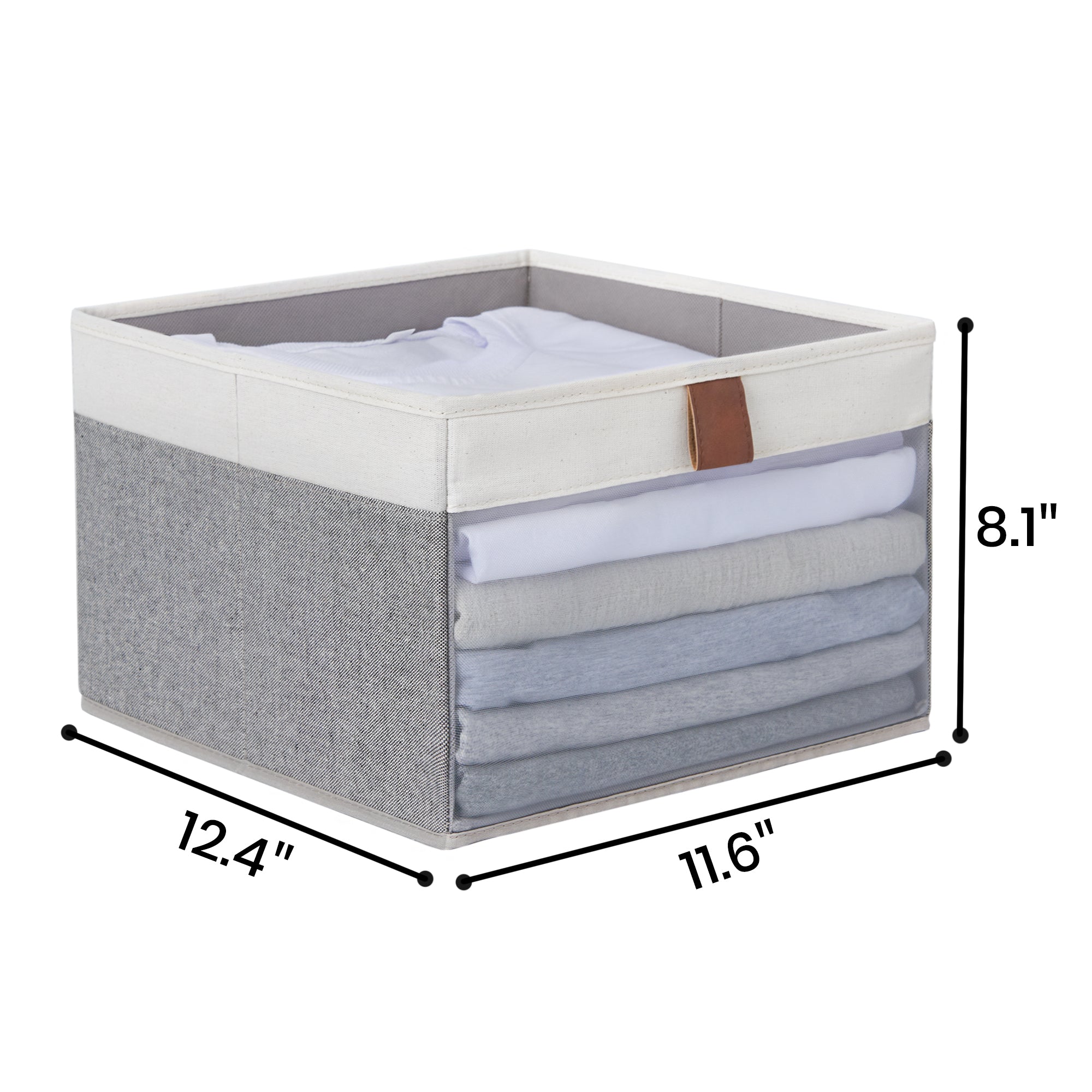 Foldable Storage Bins With See Through Window, Gray & White, 3-pack