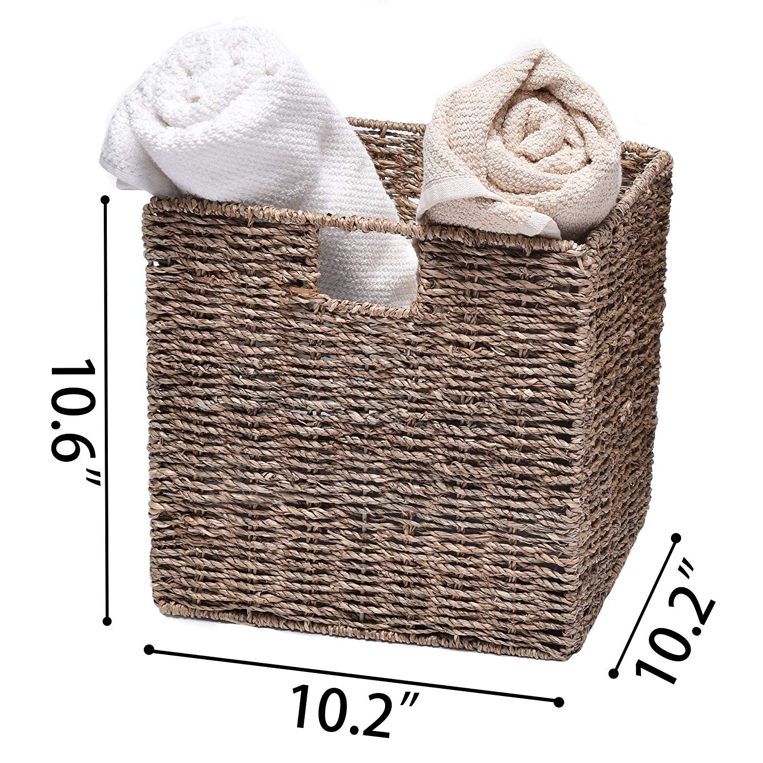 Rectangular Hand-Woven Seagrass Baskets with Linings, 2-pack